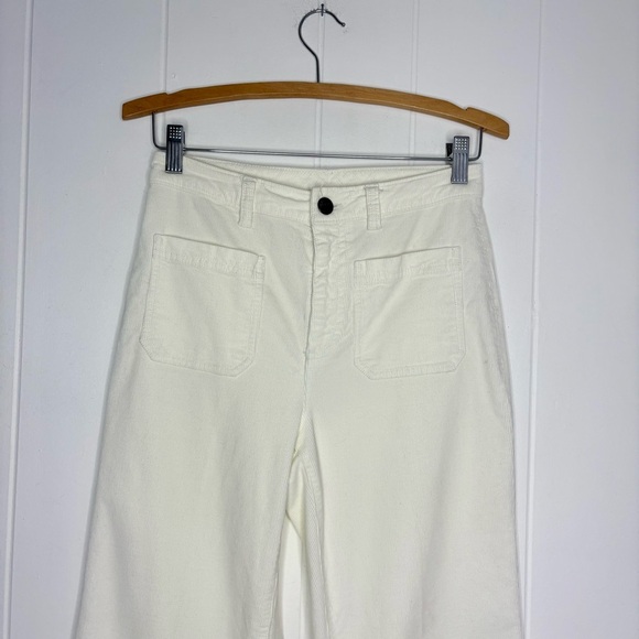 Faherty Stretch Corduroy Patch Pocket Pant Egret Fit Flare Boho Wide Leg Size 27 - Picture 5 of 9